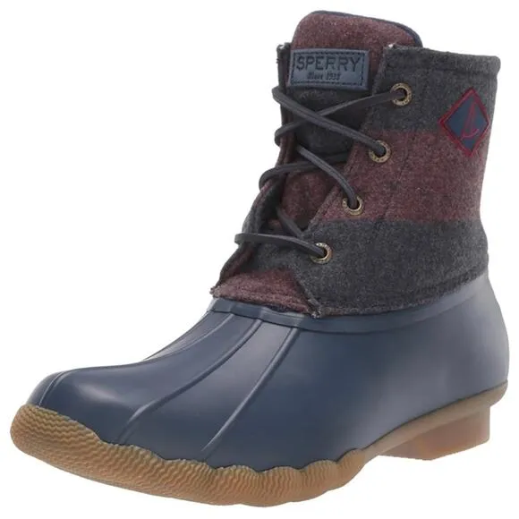 Sperry Women's Saltwater Varsity Stripe Wool Rain and All Weather Boots
