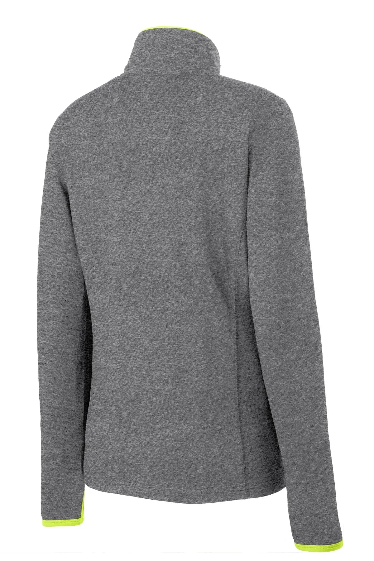 Sport-Tek Women's Sport-Wick Stretch Contrast Full-Zip Jacket.  LST853 Charcoal Grey Heather/ Charge Green