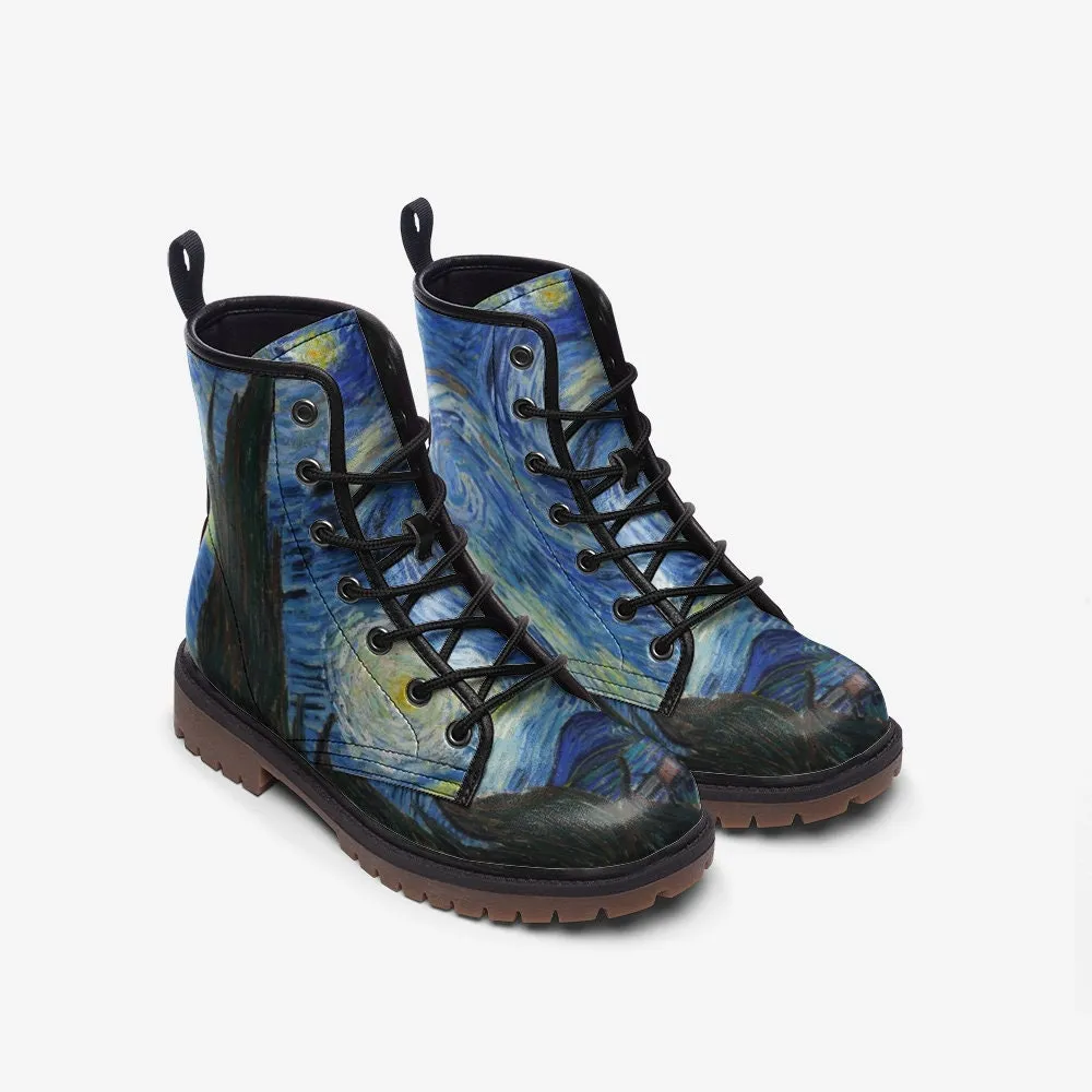 Starry Night Van Gogh Vegan Leather Unisex Boots
