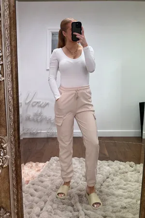 Stone Cuffed Hem Cargo Trousers - Rain