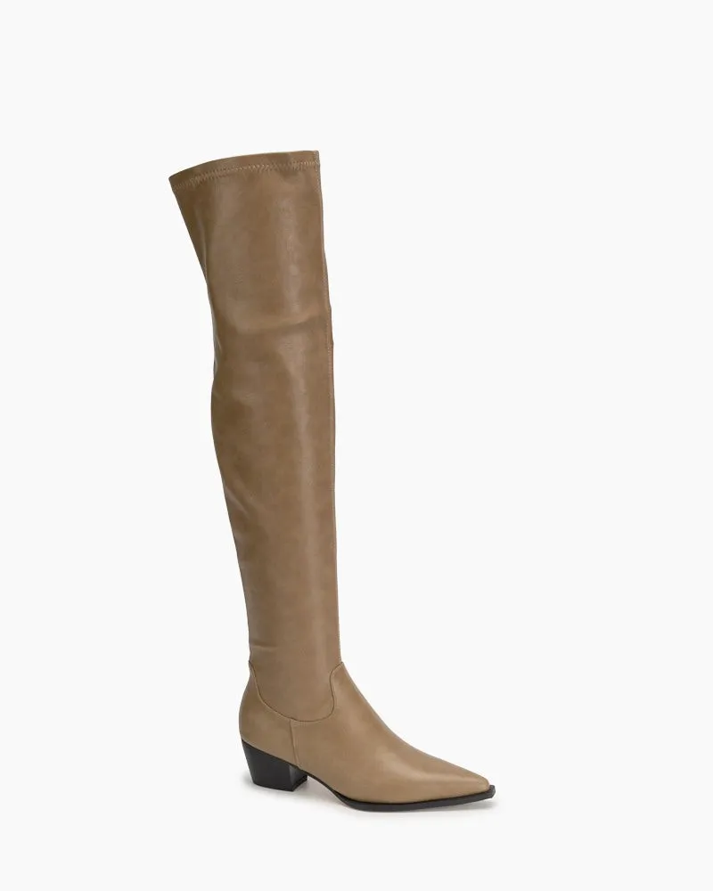 Stretch Thigh High Chunky Heel Over The Knee Boots