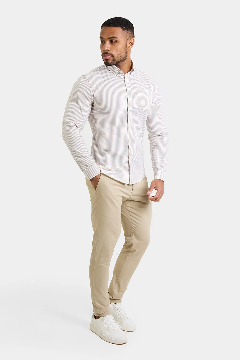 Striped Oxford Shirt in Stone White
