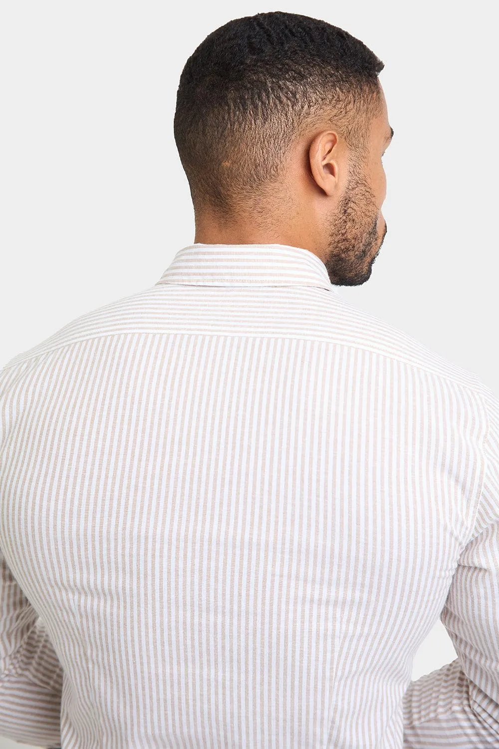 Striped Oxford Shirt in Stone White