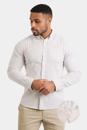 Striped Oxford Shirt in Stone White