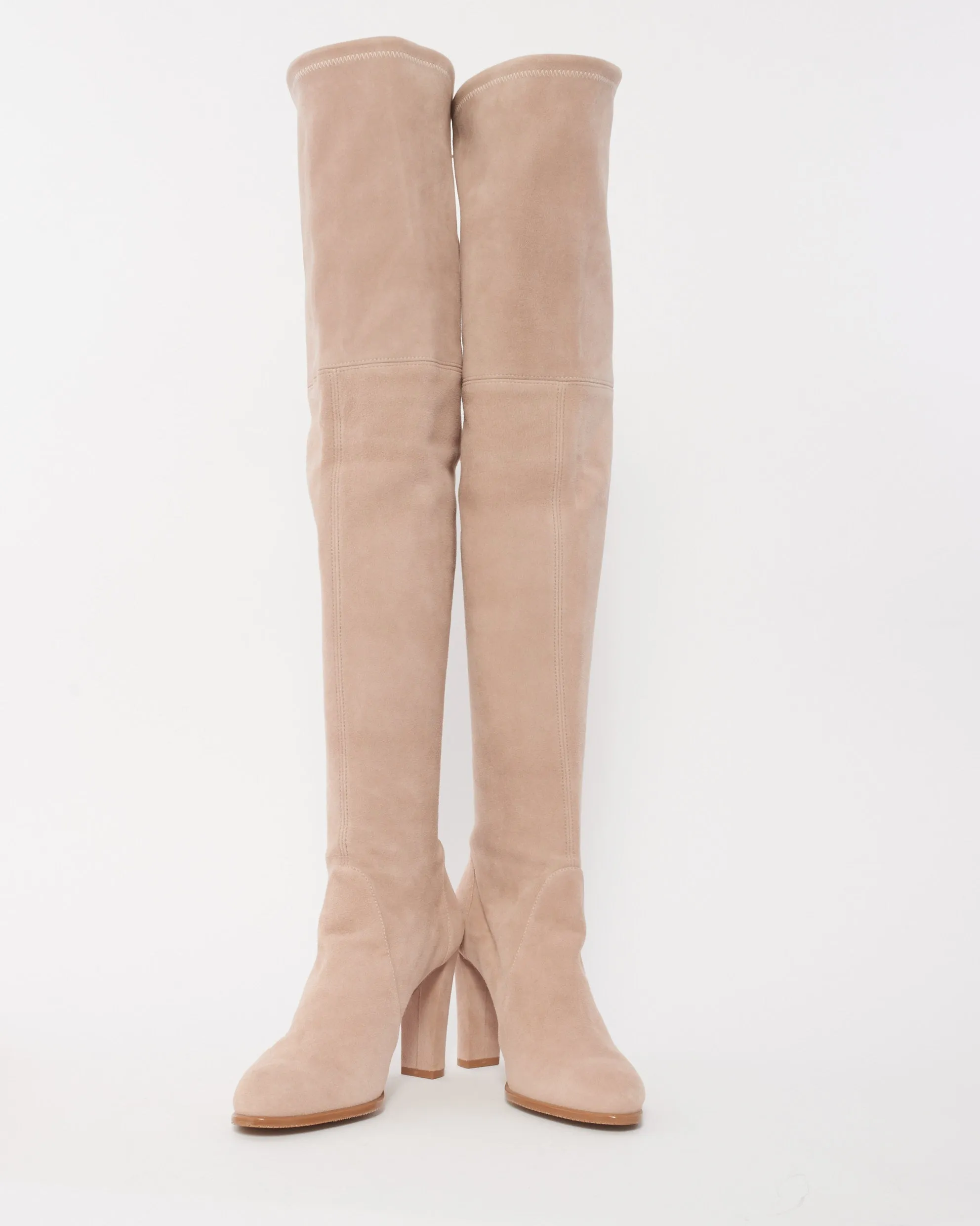 Stuart Weitzman Blush Suede Highland Over The Knee Boots - 37.5