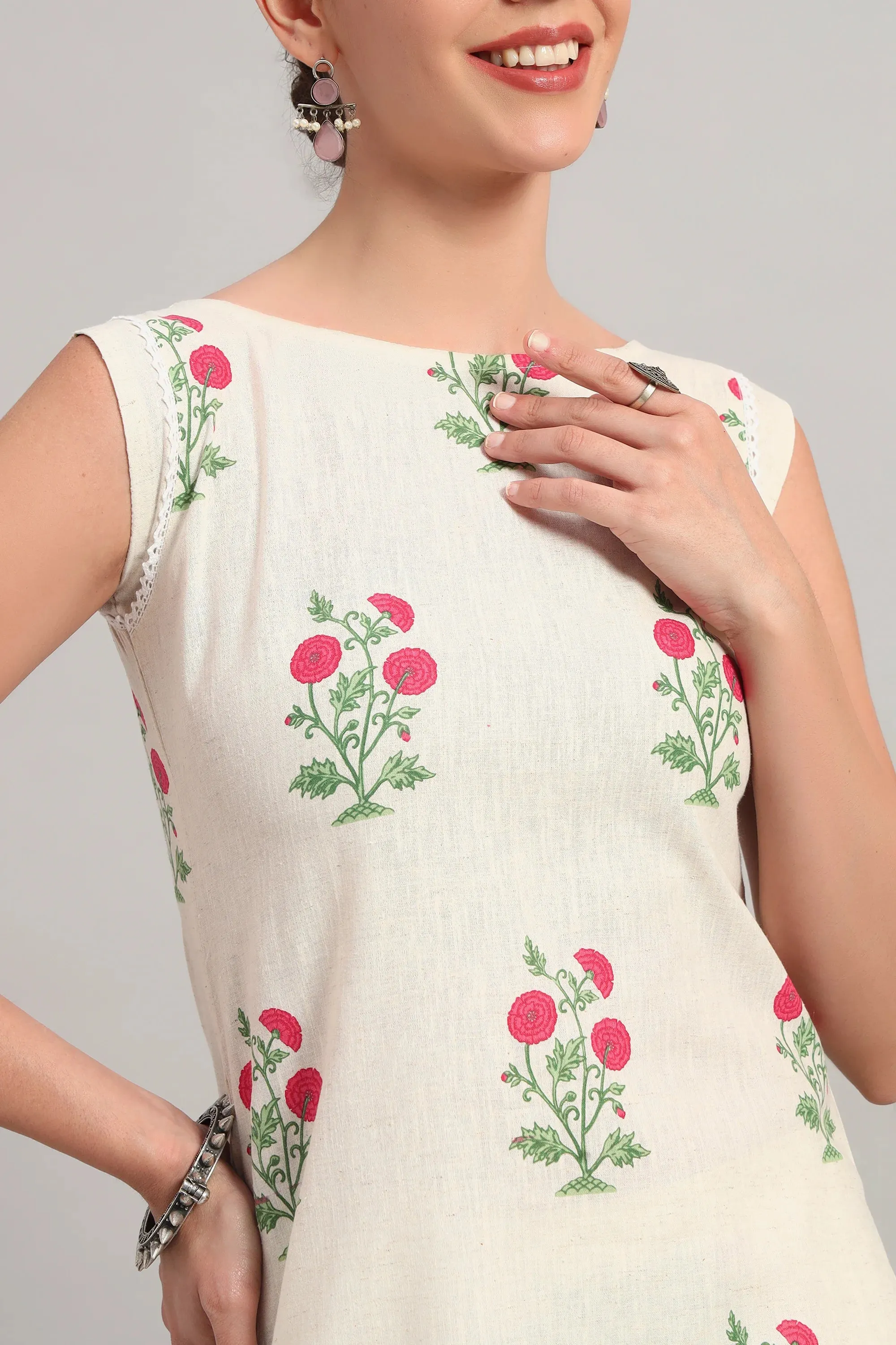 Subah Se Shaam Kurta Set, Rani Pink Floral