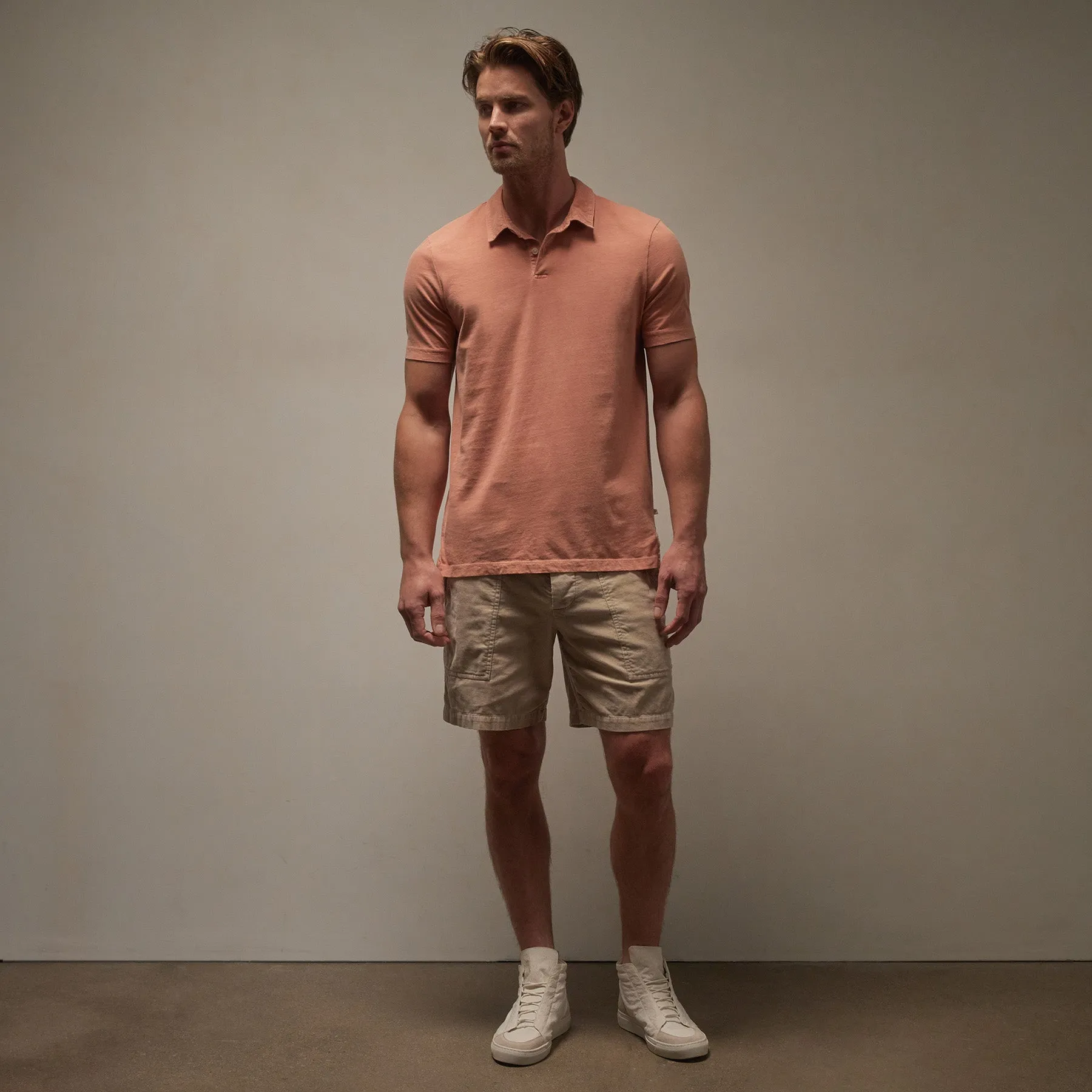 Sueded Jersey Polo - Adobe Pigment