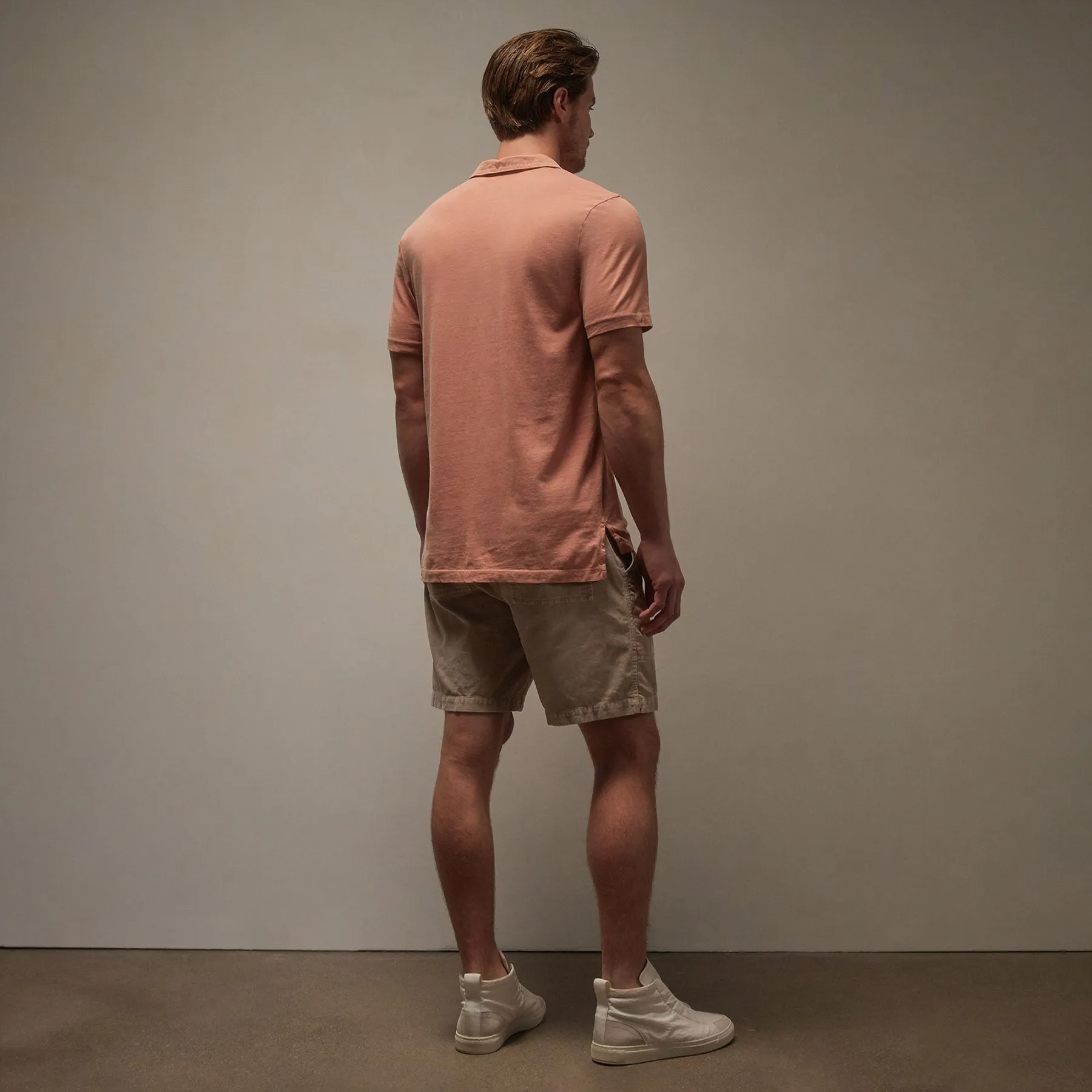 Sueded Jersey Polo - Adobe Pigment
