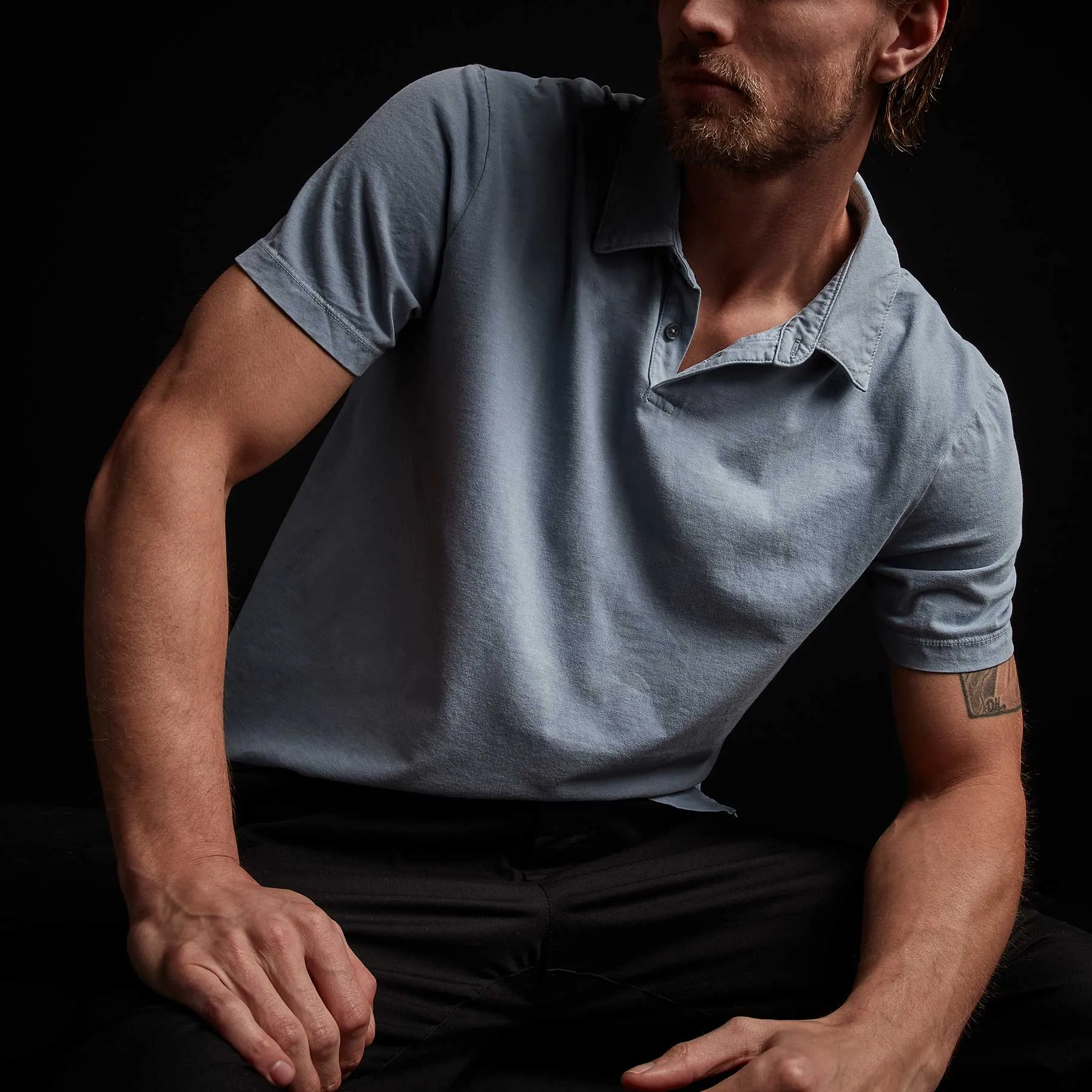 Sueded Jersey Polo - Bluestone Pigment