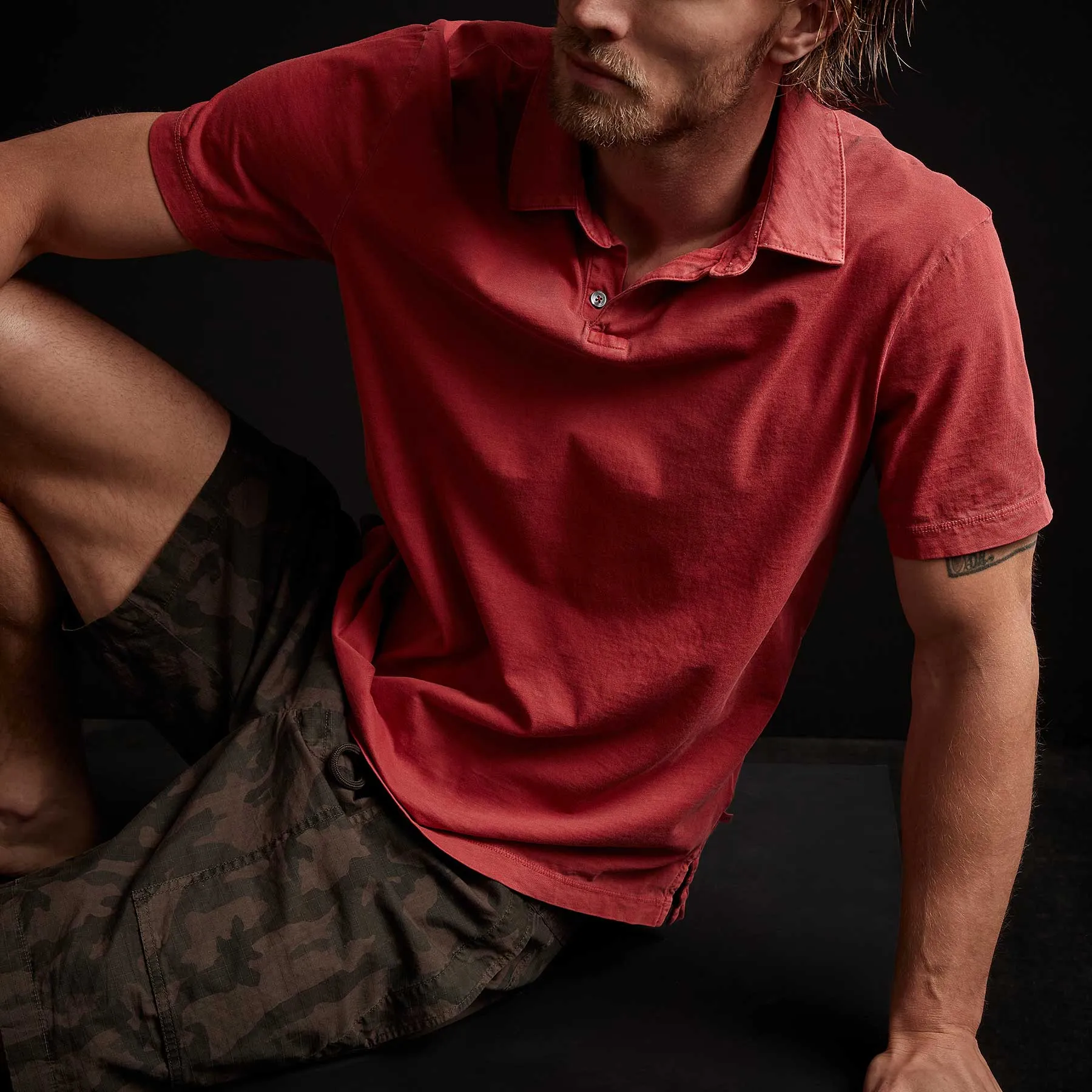 Sueded Jersey Polo - Brick Pigment