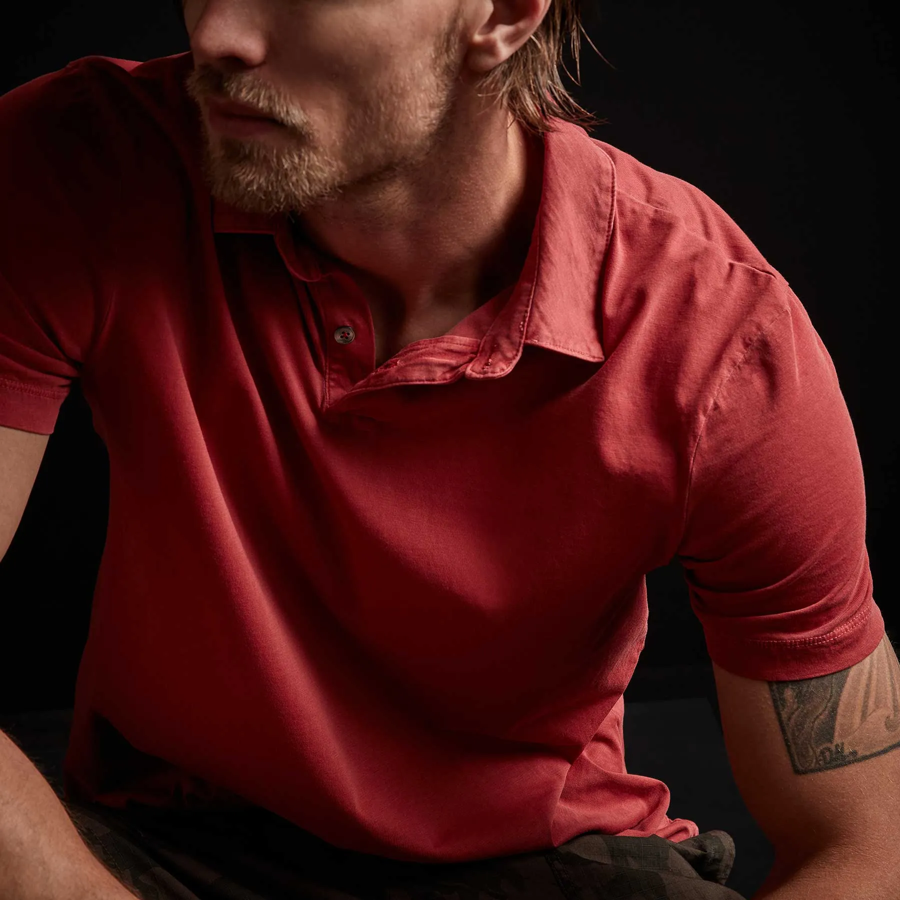 Sueded Jersey Polo - Brick Pigment