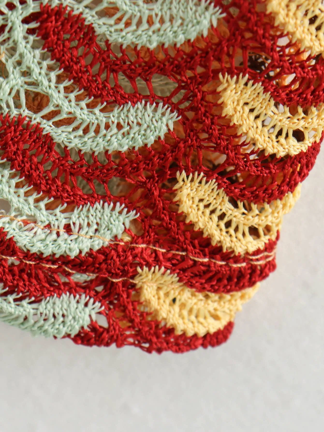 Summer Crocheted Colour-Blocked V-Neck Slip Dress