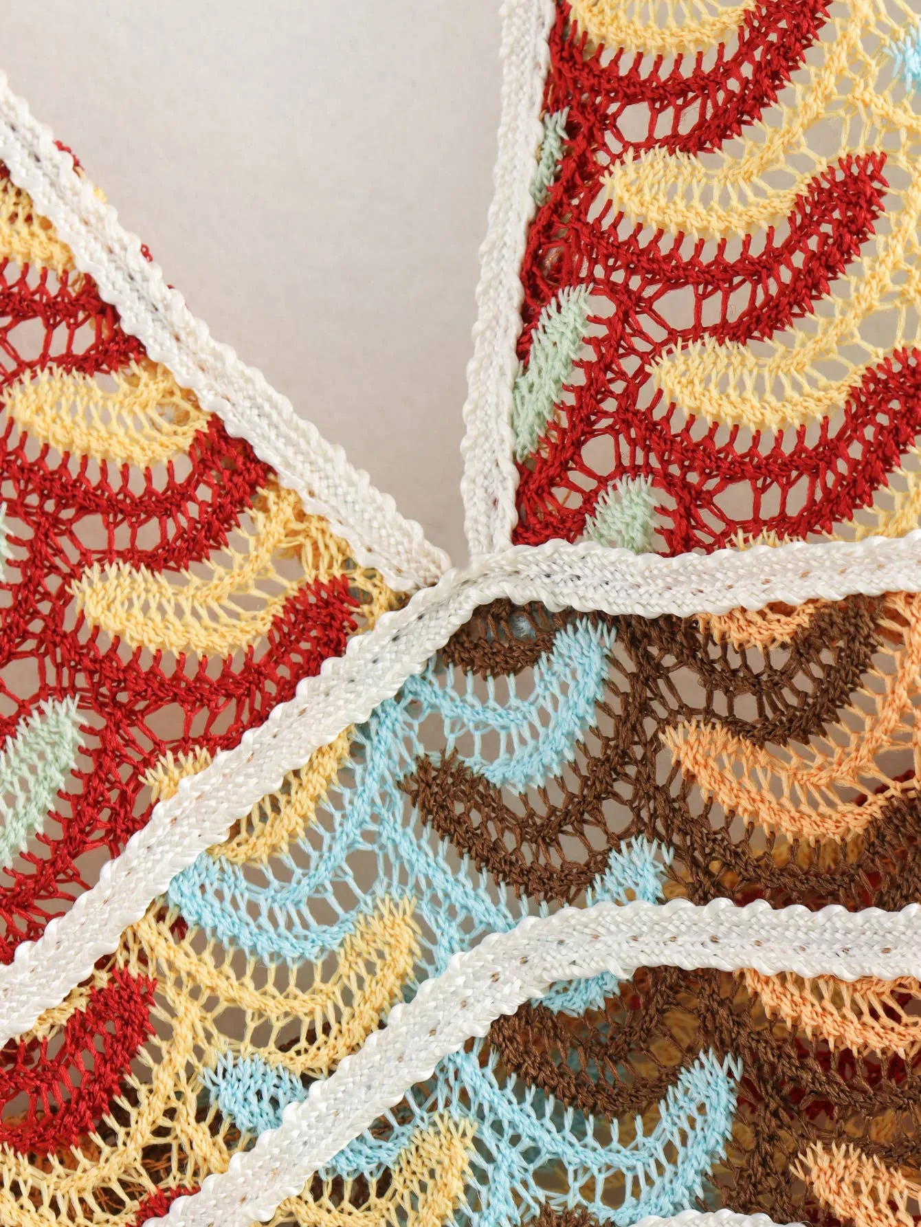 Summer Crocheted Colour-Blocked V-Neck Slip Dress