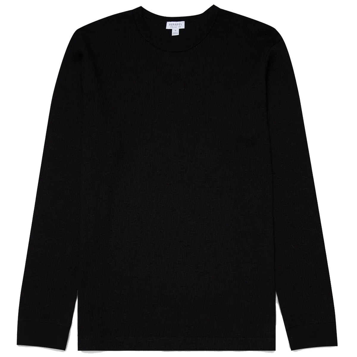 Sunspel LS Waffle T-Shirt Black