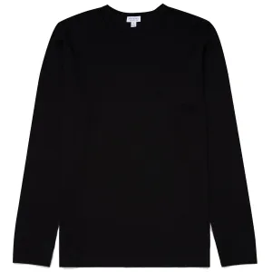 Sunspel LS Waffle T-Shirt Black