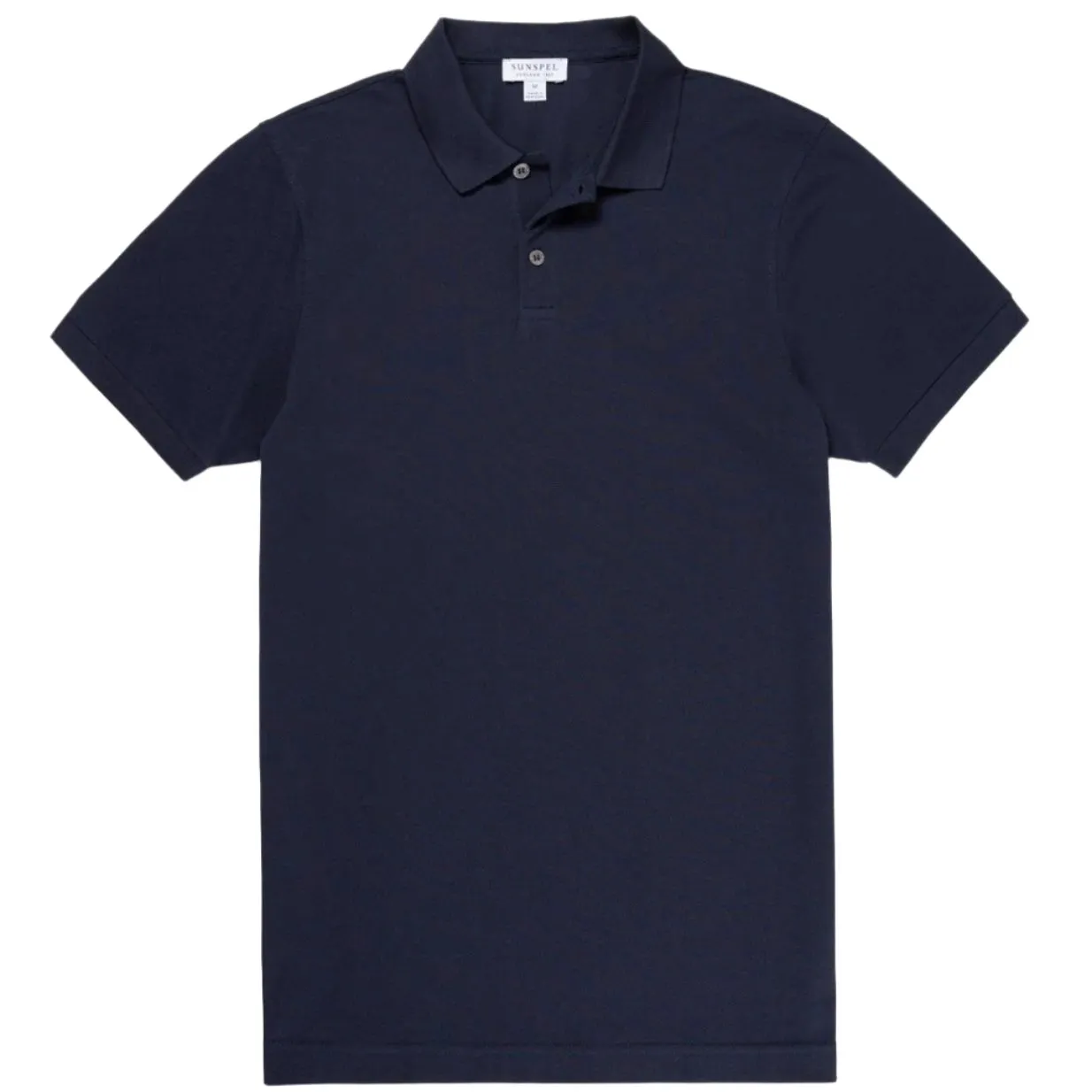 Sunspel Pique Polo Shirt Navy