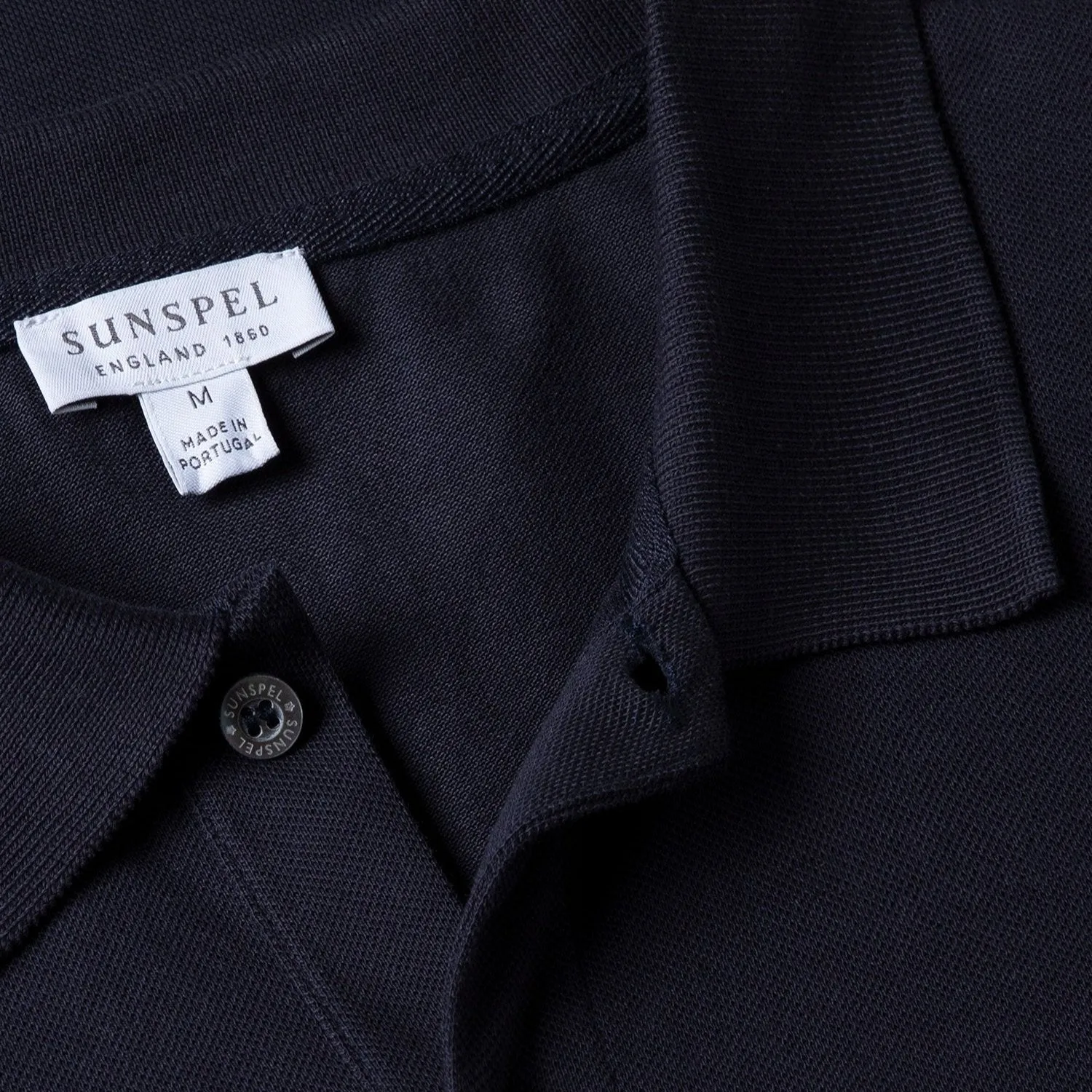 Sunspel Pique Polo Shirt Navy