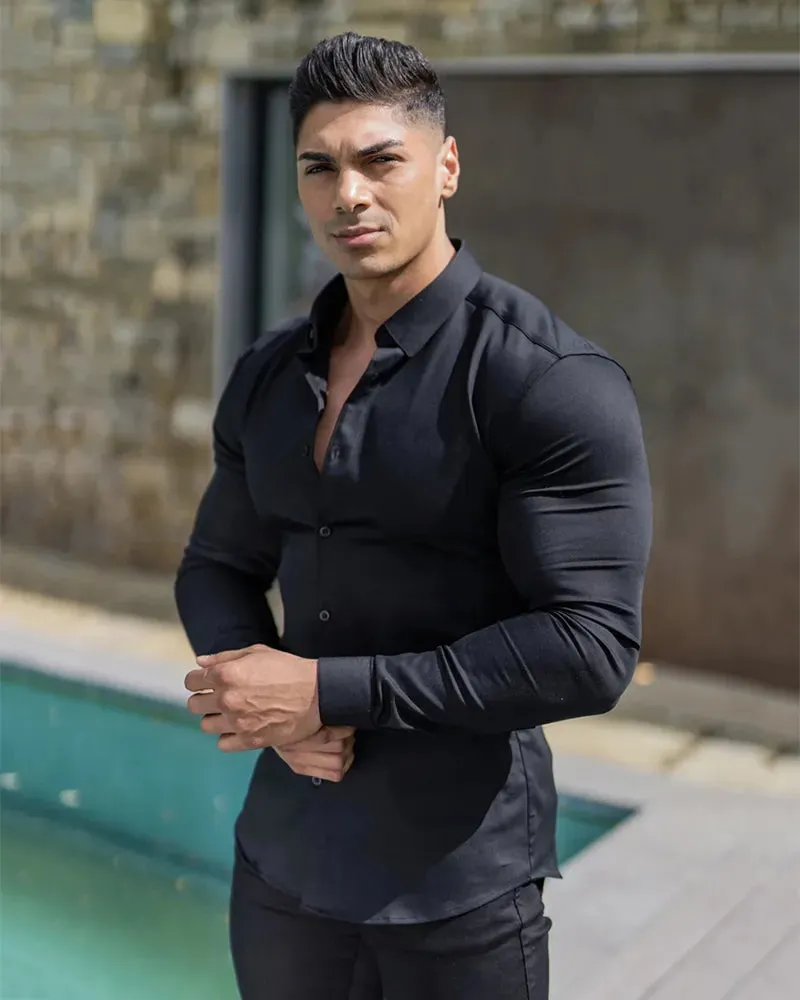 Super Slim Fit Long Sleeve Dress Shirt for Men