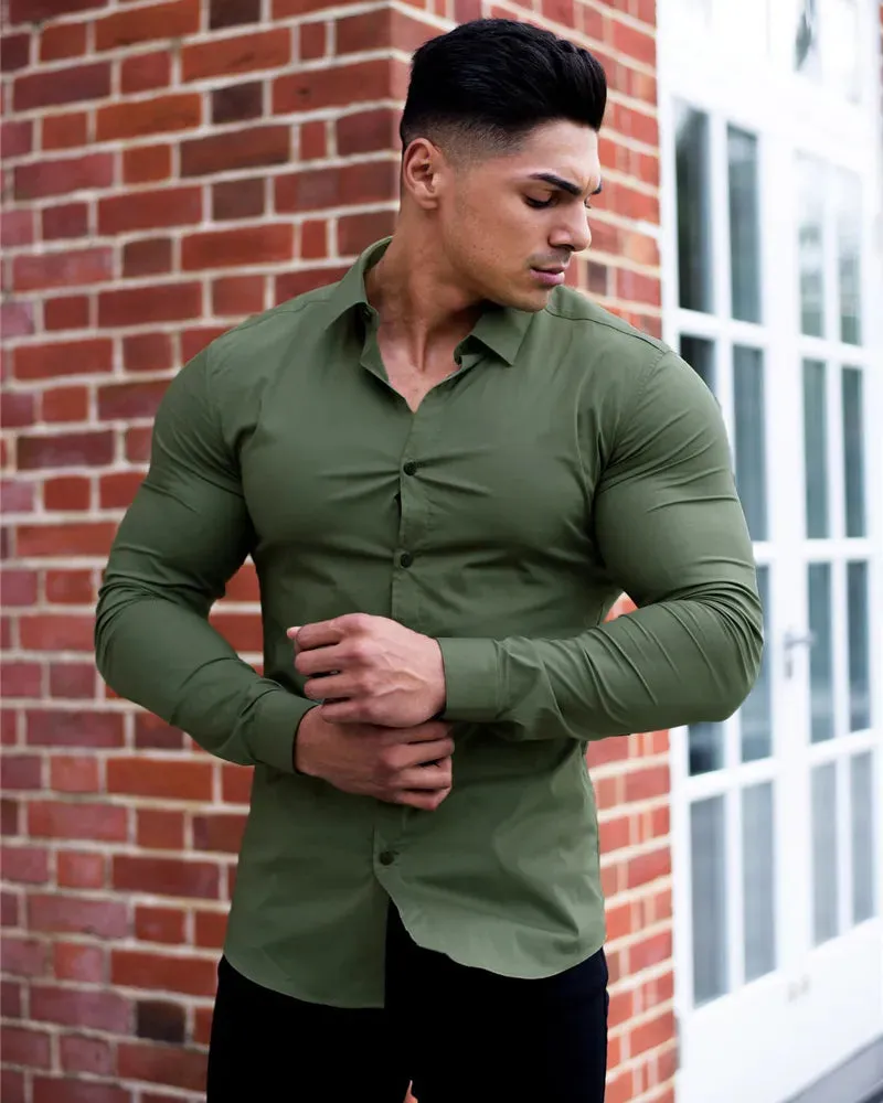 Super Slim Fit Long Sleeve Dress Shirt for Men