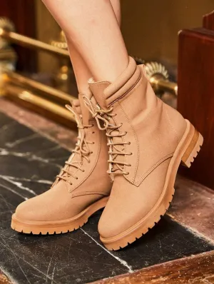 Suspicion Vegan Suede Combat Boots | Mocha