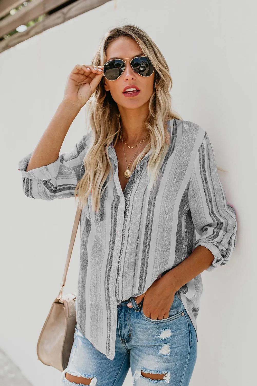 Sweet Enough Striped Button Down Top