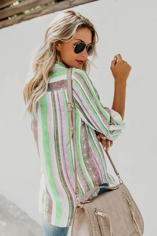 Sweet Enough Striped Button Down Top