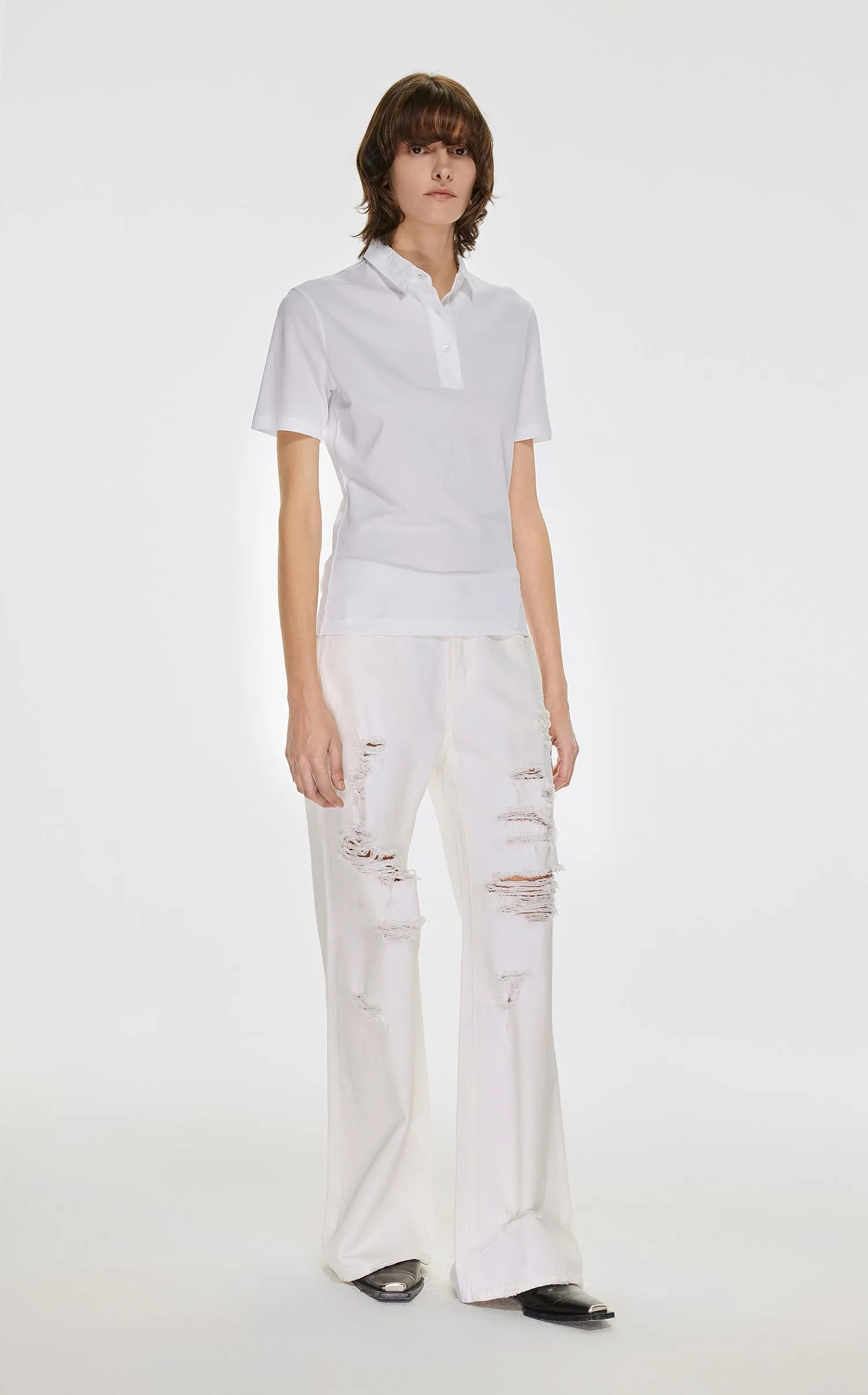 T-Shirt / JNBY Solid Short Sleeve Polo Shirt