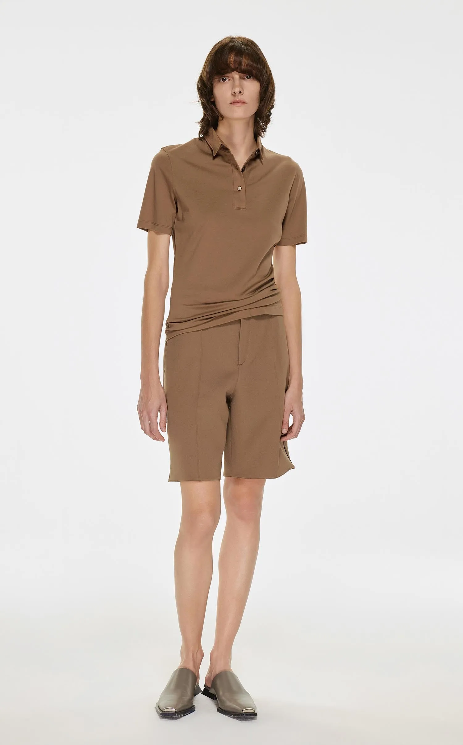T-Shirt / JNBY Solid Short Sleeve Polo Shirt
