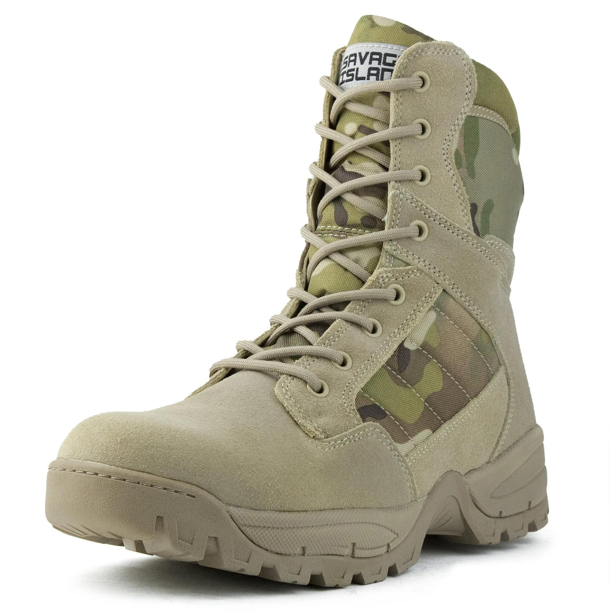 Tactical Side Zip Camo Desert Suede Patrol Boots