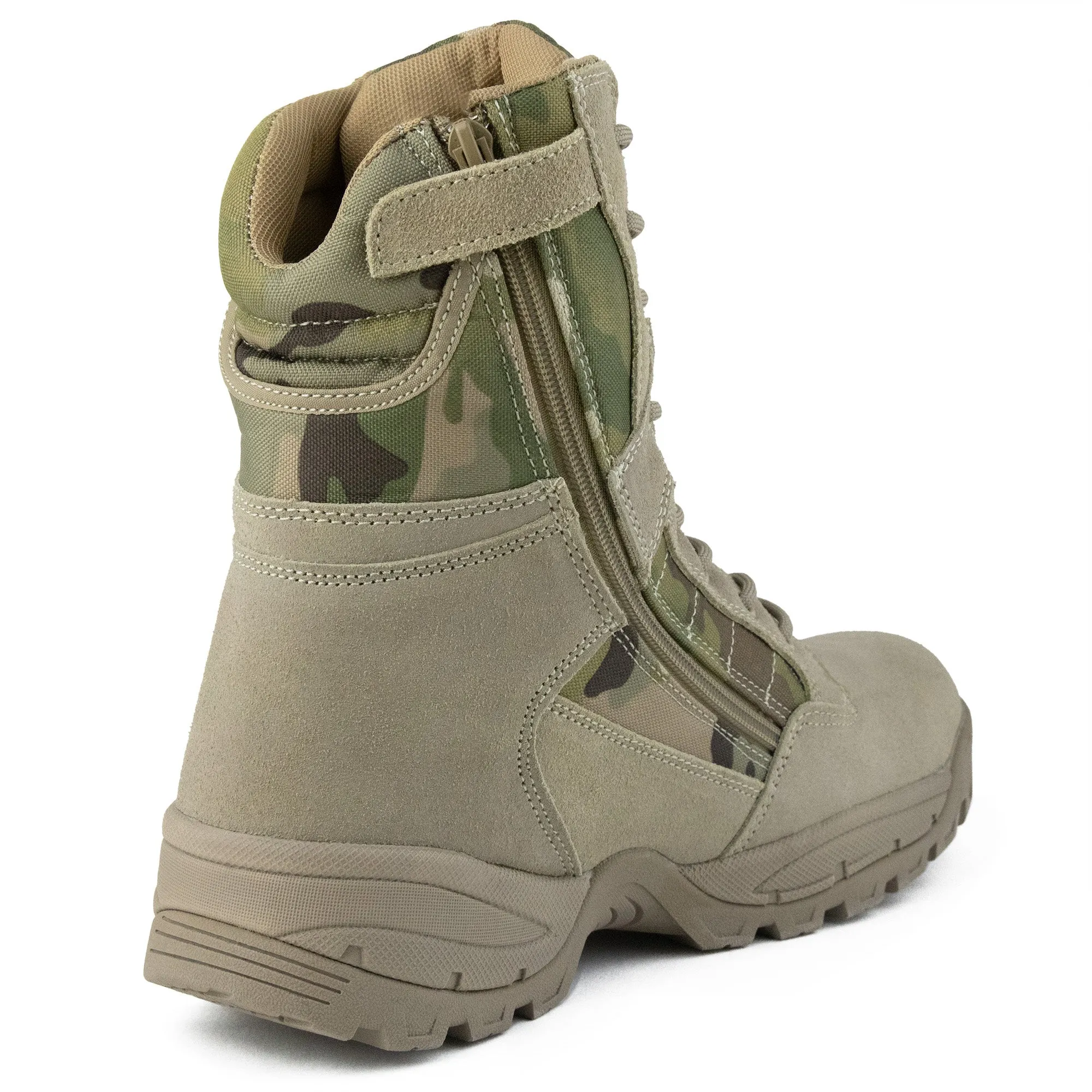 Tactical Side Zip Camo Desert Suede Patrol Boots