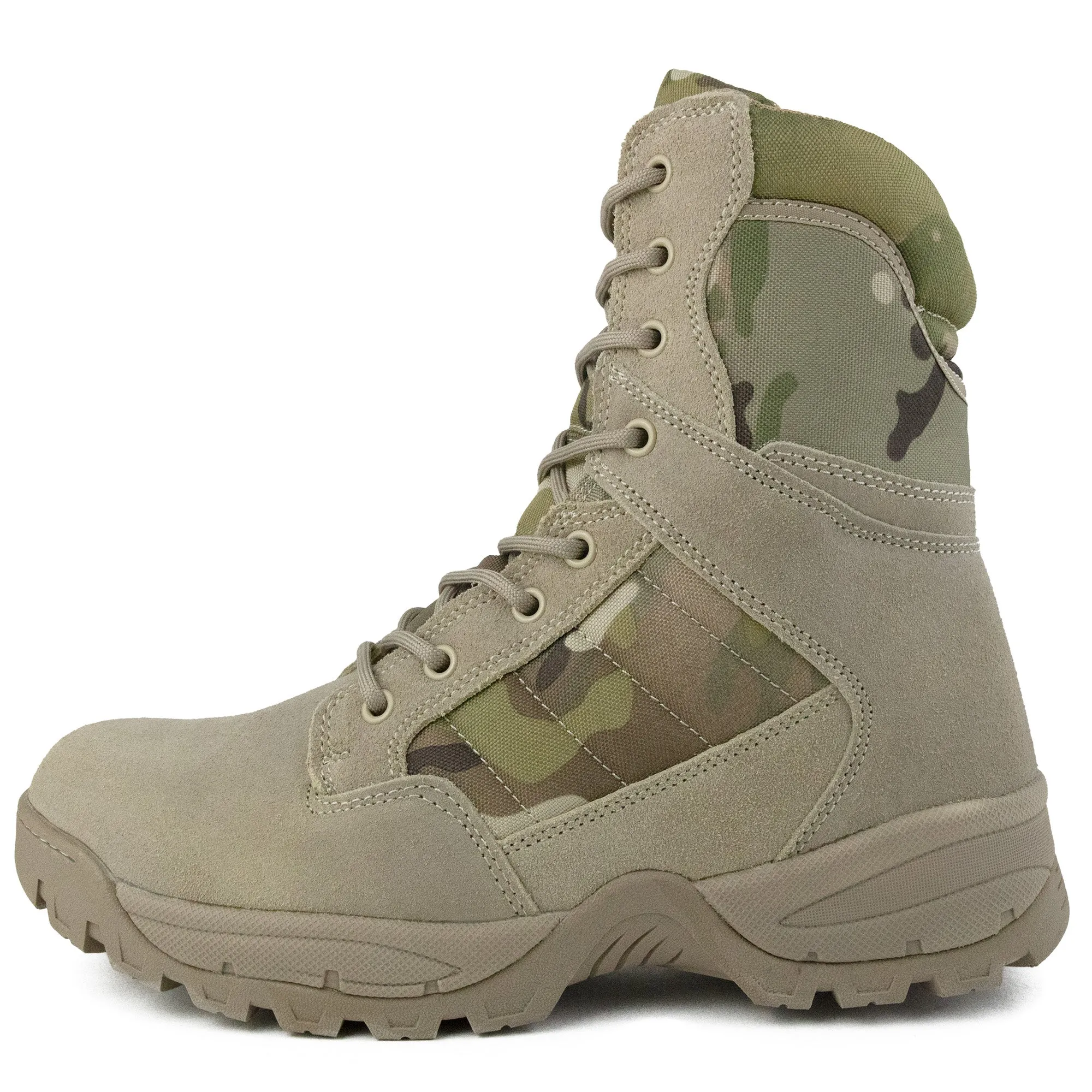 Tactical Side Zip Camo Desert Suede Patrol Boots
