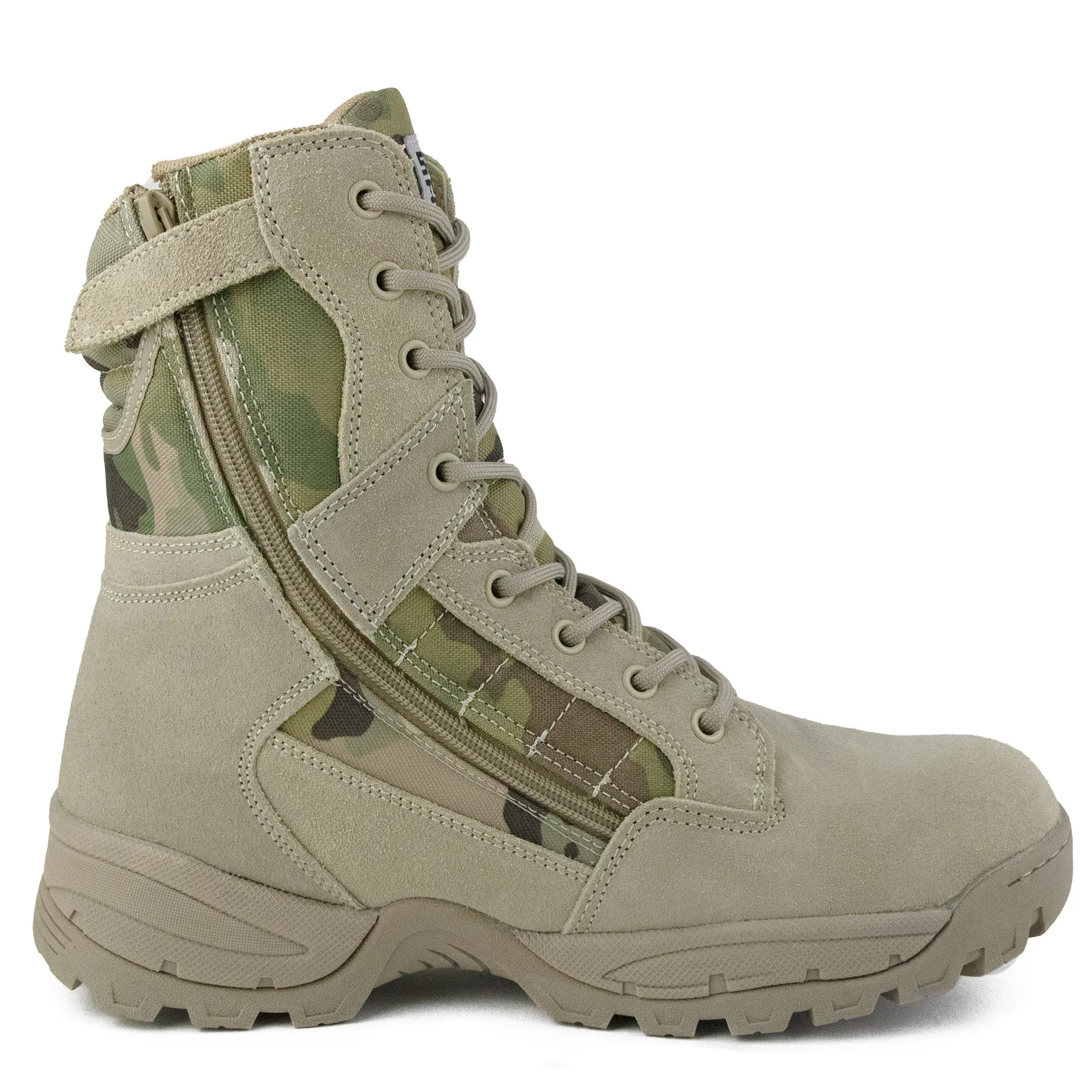 Tactical Side Zip Camo Desert Suede Patrol Boots
