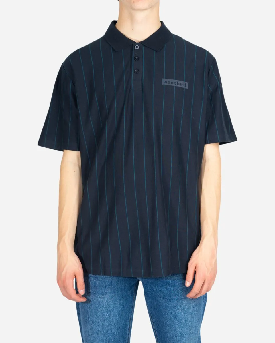 Tapa Stripe Polo - Navy/Teal