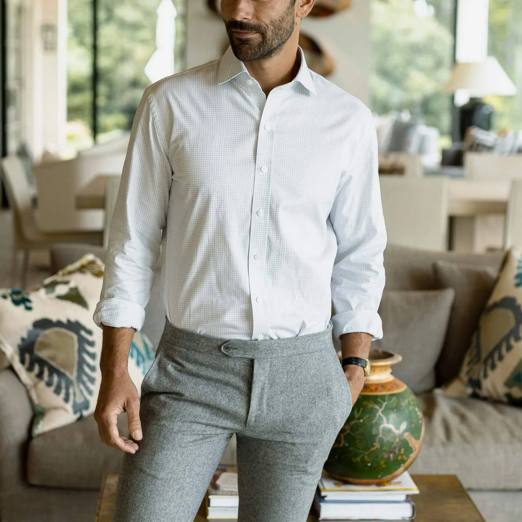 The Navy Warren Check Custom Shirt
