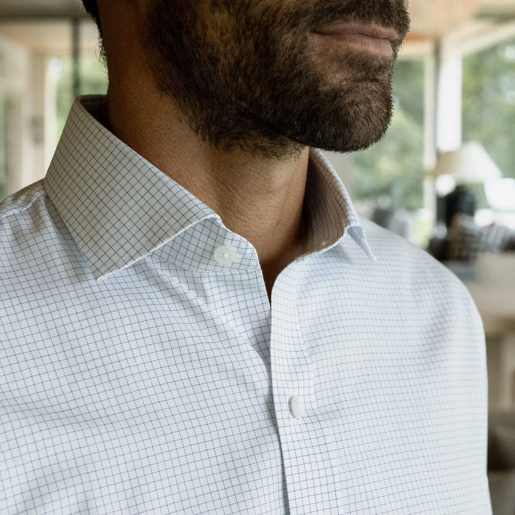 The Navy Warren Check Custom Shirt