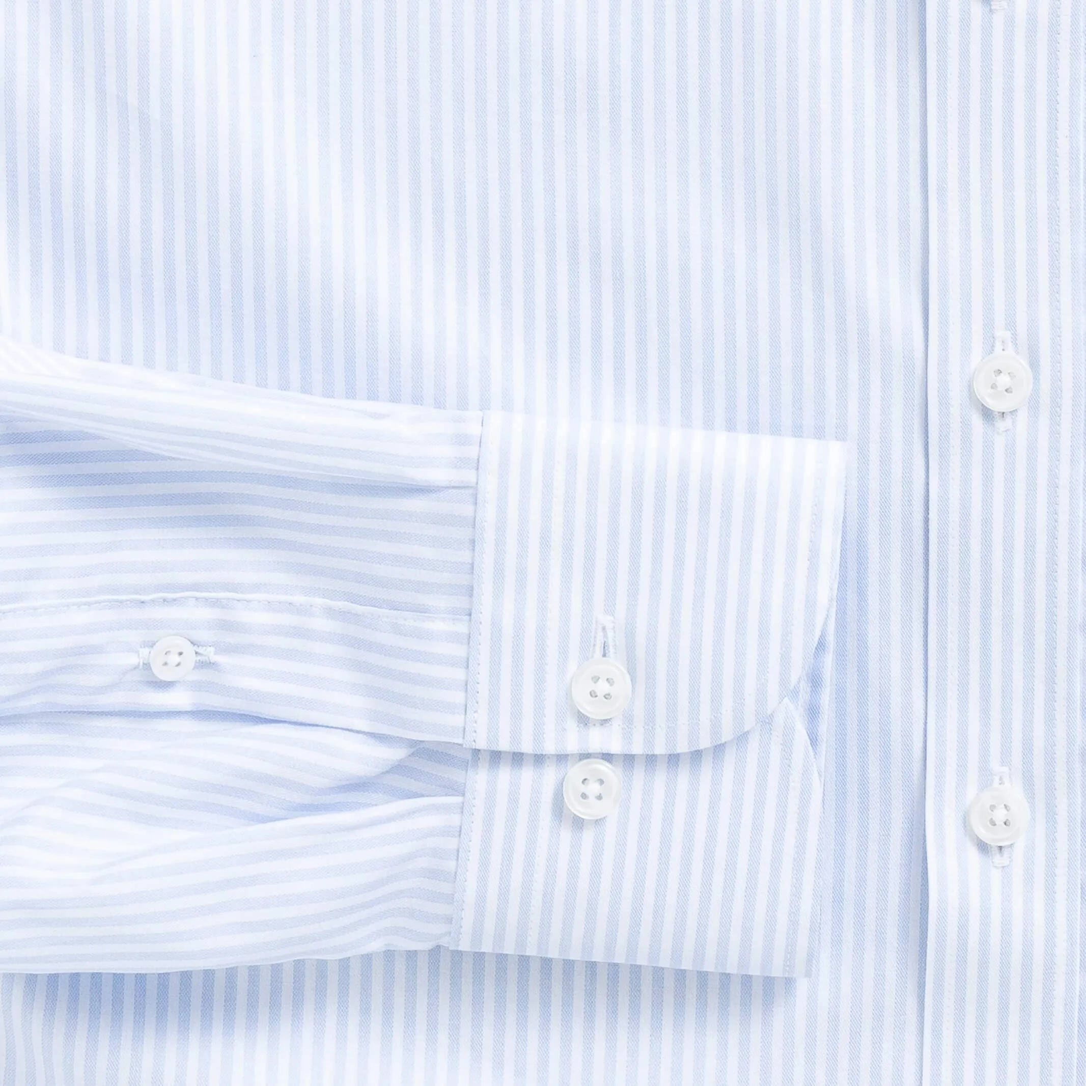 The Sky Blue Albini Bengal Stripe Ellington Twill Custom Shirt