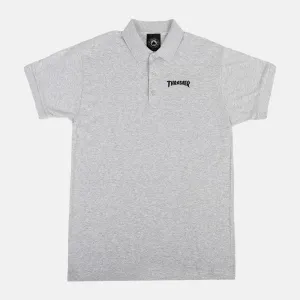 THRASHER Embroidered Logo Polo Ash Grey