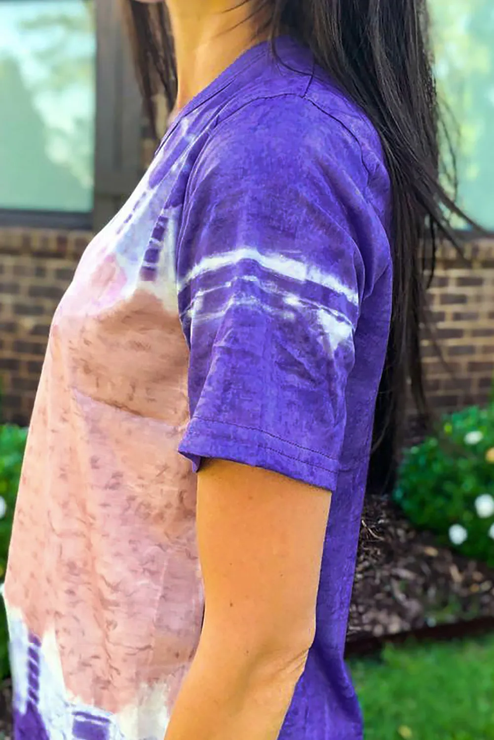 Tie-dyed Color Block Print T-shirt