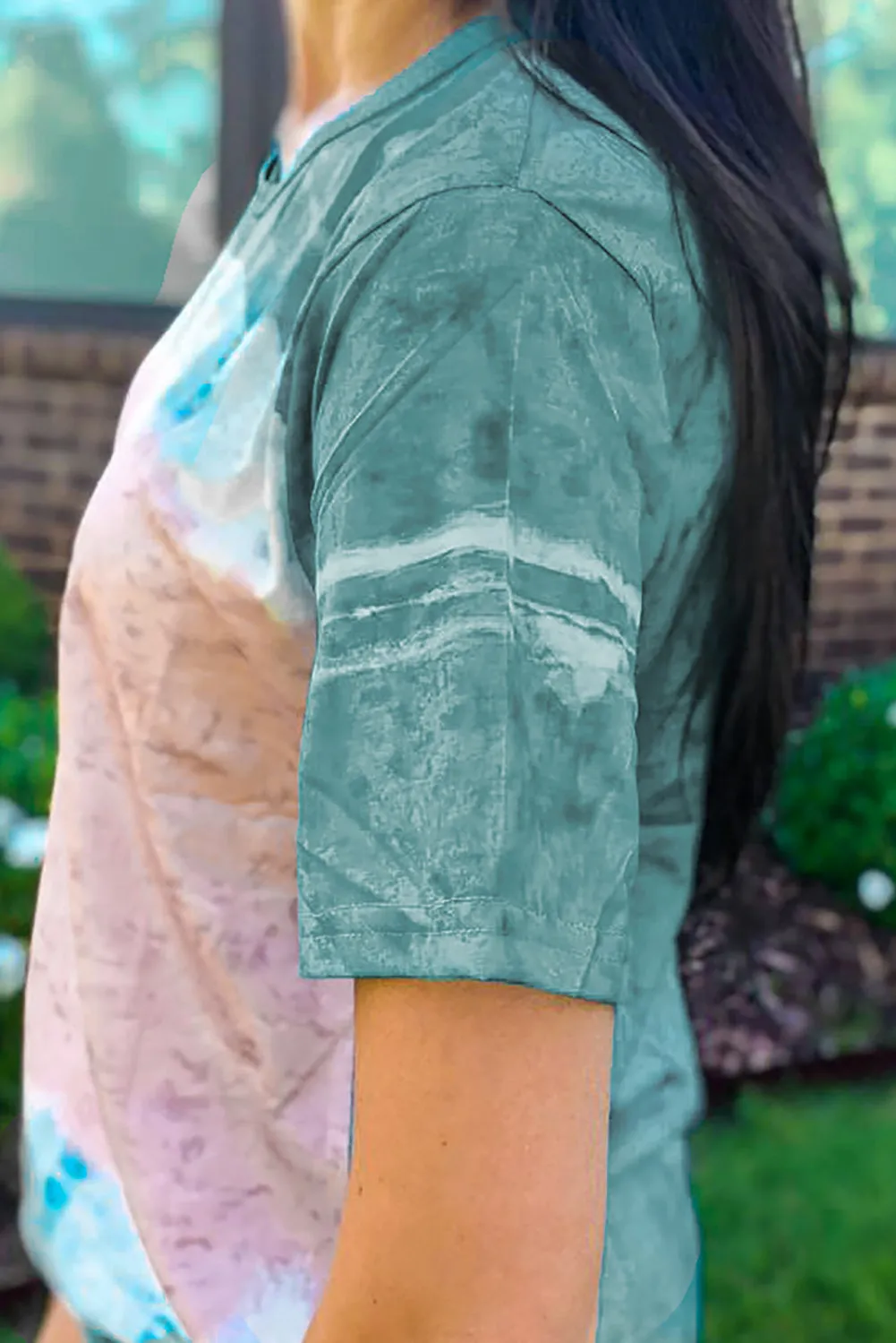 Tie-dyed Color Block Print T-shirt