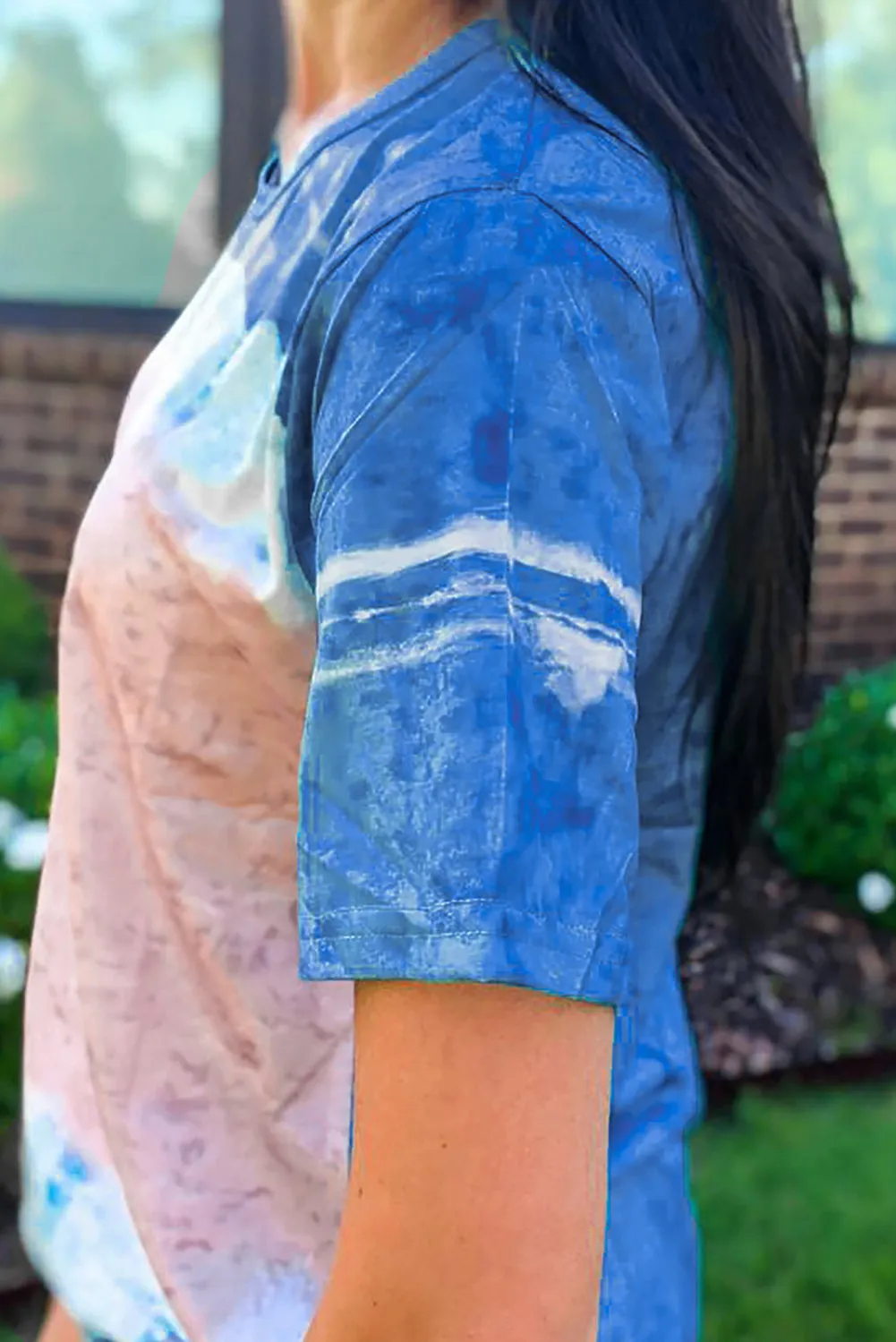 Tie-dyed Color Block Print T-shirt