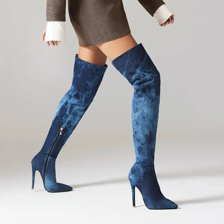 Tiffani - Stretch Denim Over the Knee Boot