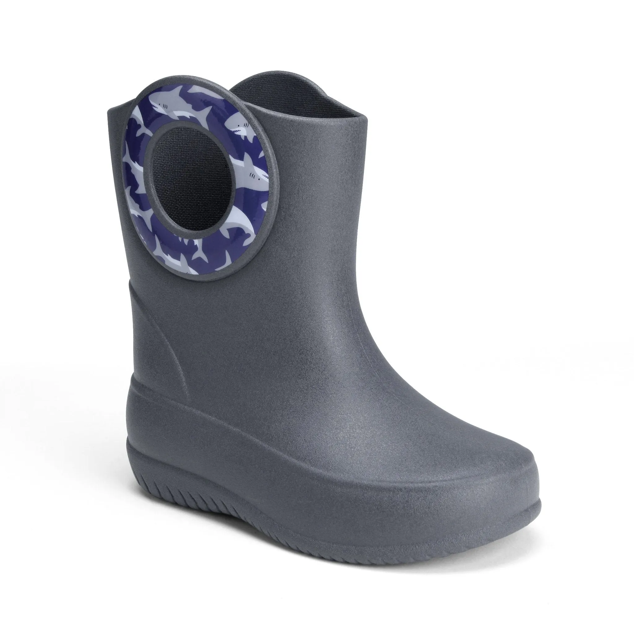 Toddler Kendall Rain Boots, Gray Sharks