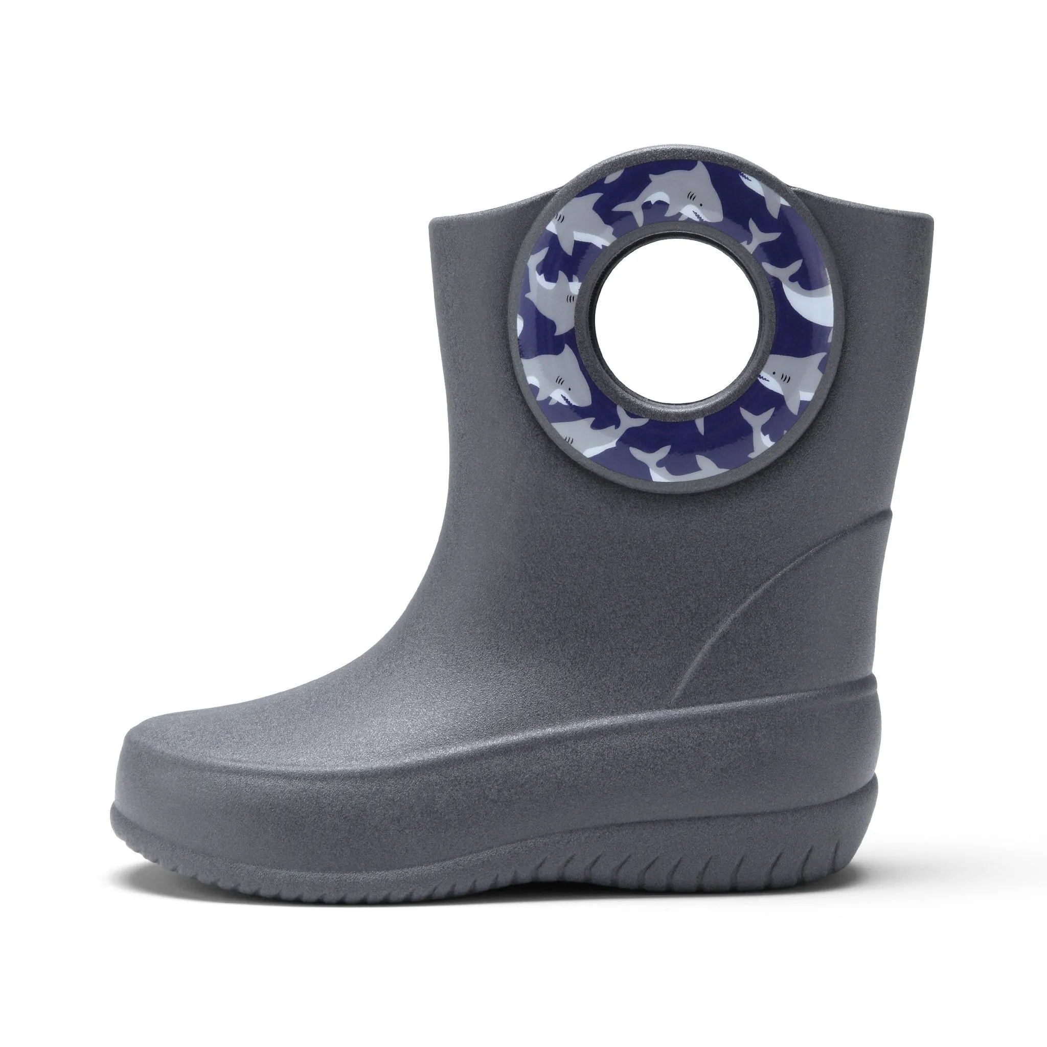 Toddler Kendall Rain Boots, Gray Sharks