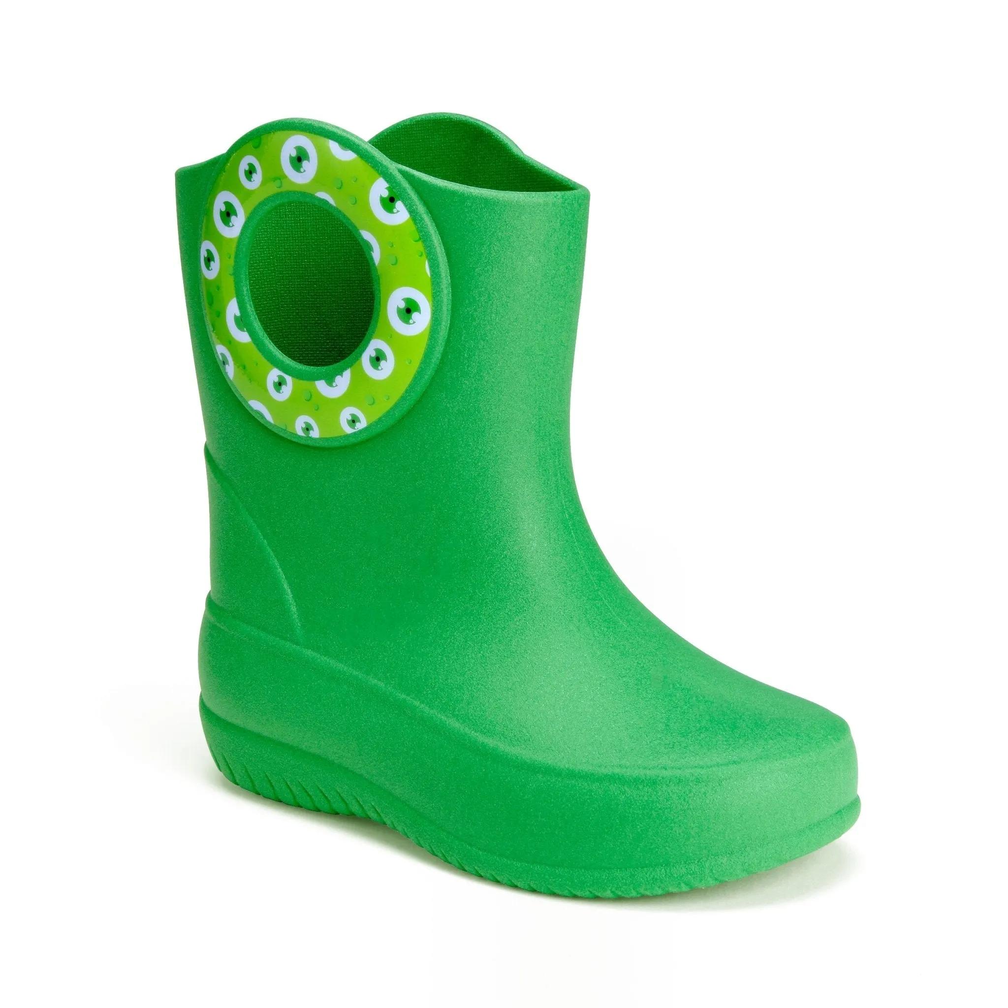 Toddler Kendall Rain Boots, Green Monster Eyes