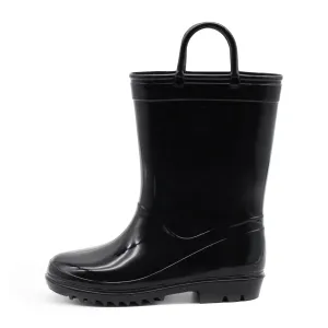 Toddler Kids Solid Black Rain Boots