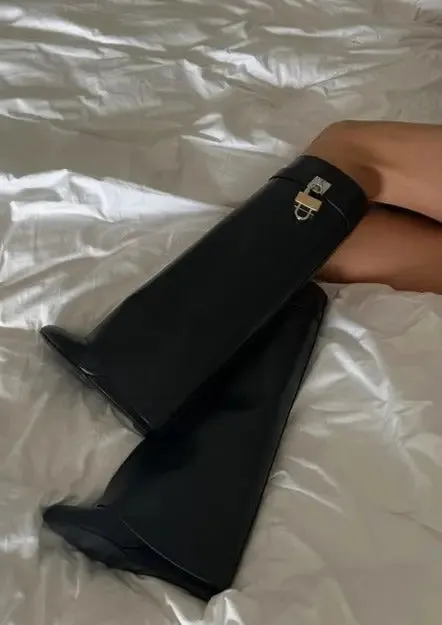 Trendy Rain Boots with Lock Detail - Bold and Fashionable