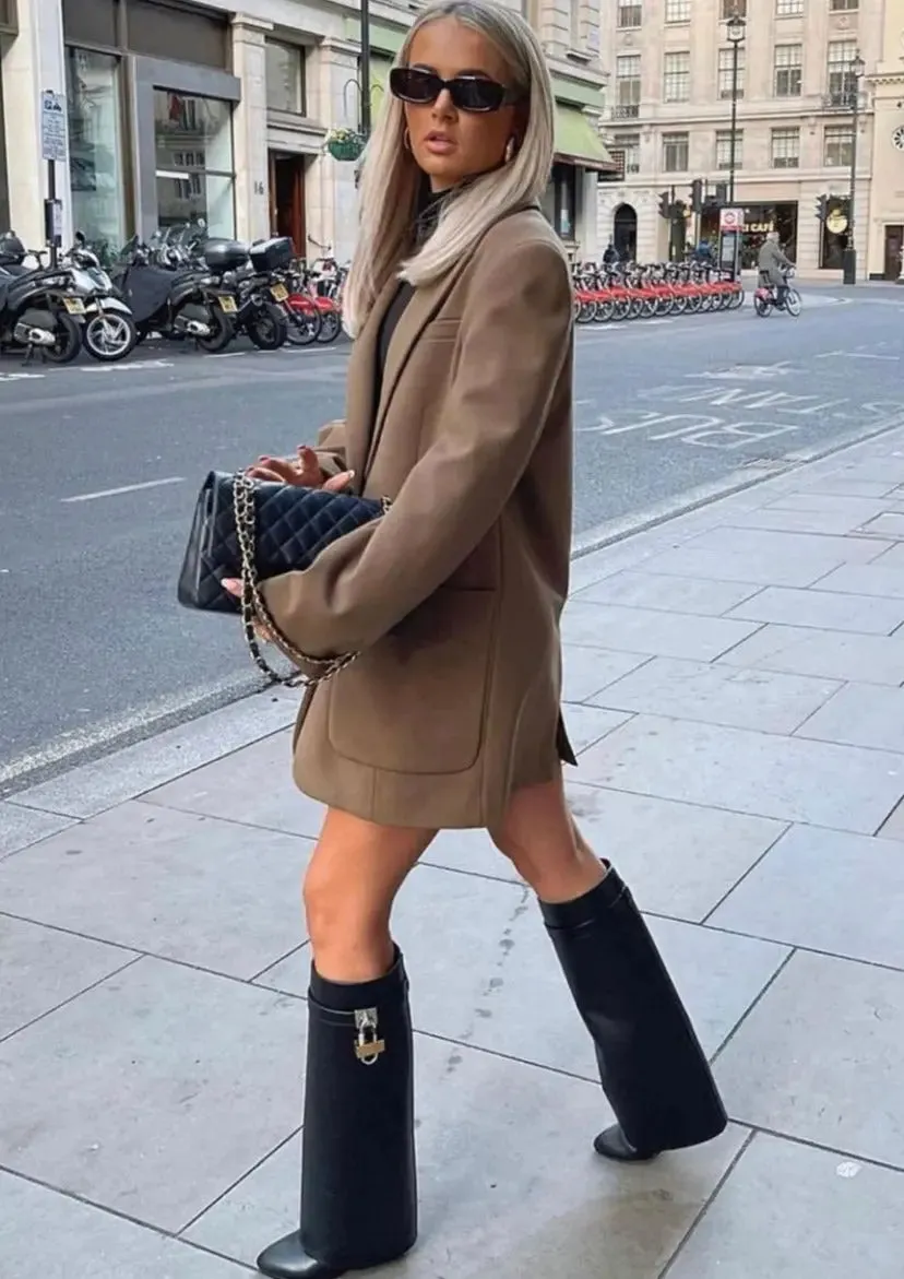 Trendy Rain Boots with Lock Detail - Bold and Fashionable