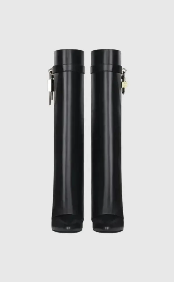 Trendy Rain Boots with Lock Detail - Bold and Fashionable