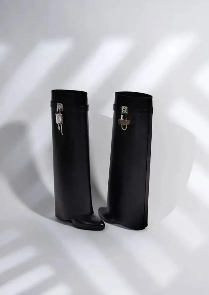 Trendy Rain Boots with Lock Detail - Bold and Fashionable