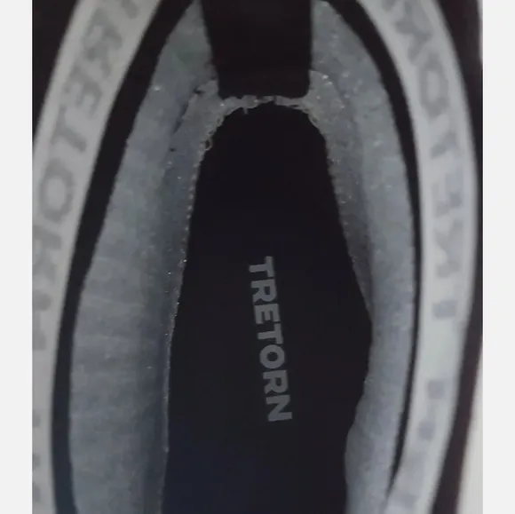 Tretorn Lia Sock black gray metallic rubber textile rain boots women 10